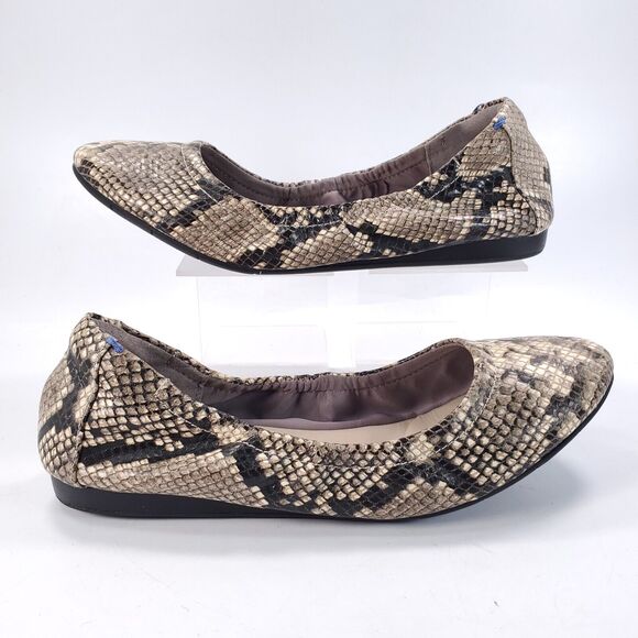 Via Bleu Heleiia Casual Slip On Ballet Flats Womens Size 7.5 Beige Snakeskin - Picture 6 of 9
